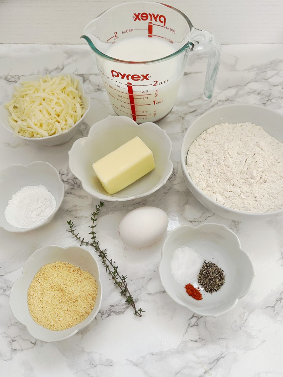 ingredients for cheese and herb muffins