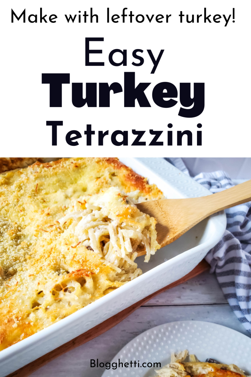 Turkey tetrazzini casserole image with text