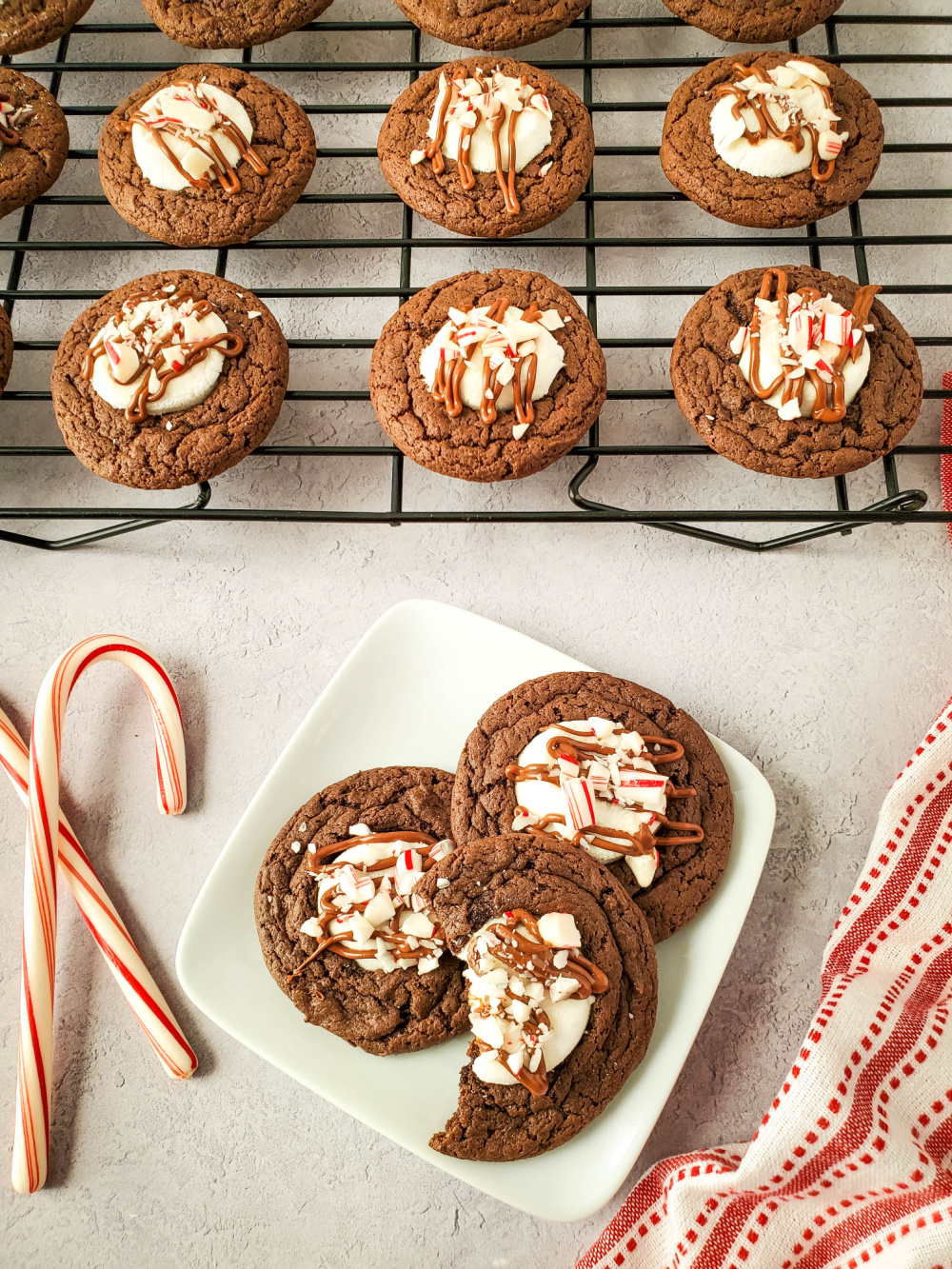 plate of hot cocoa peppermint cookies