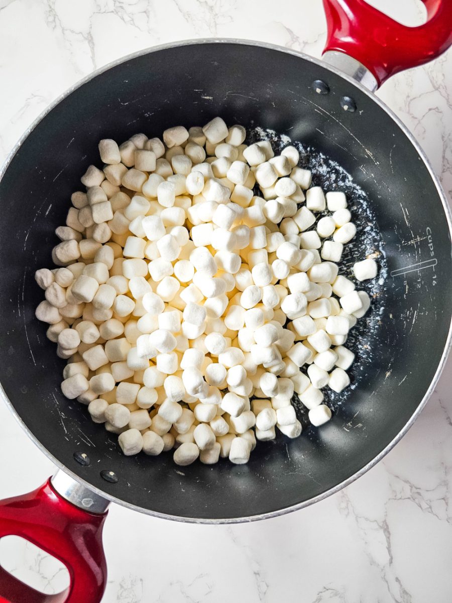 Melt butter in dutch oven and add marshmallows