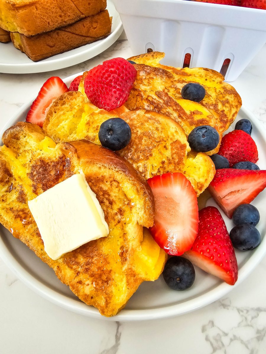 brioche french toast with berries and butter