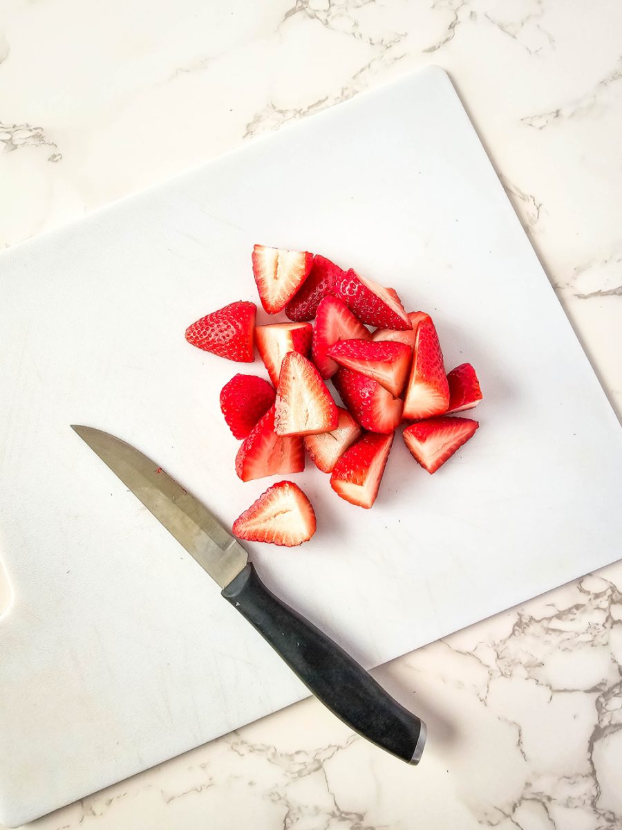 cut strawberries in half