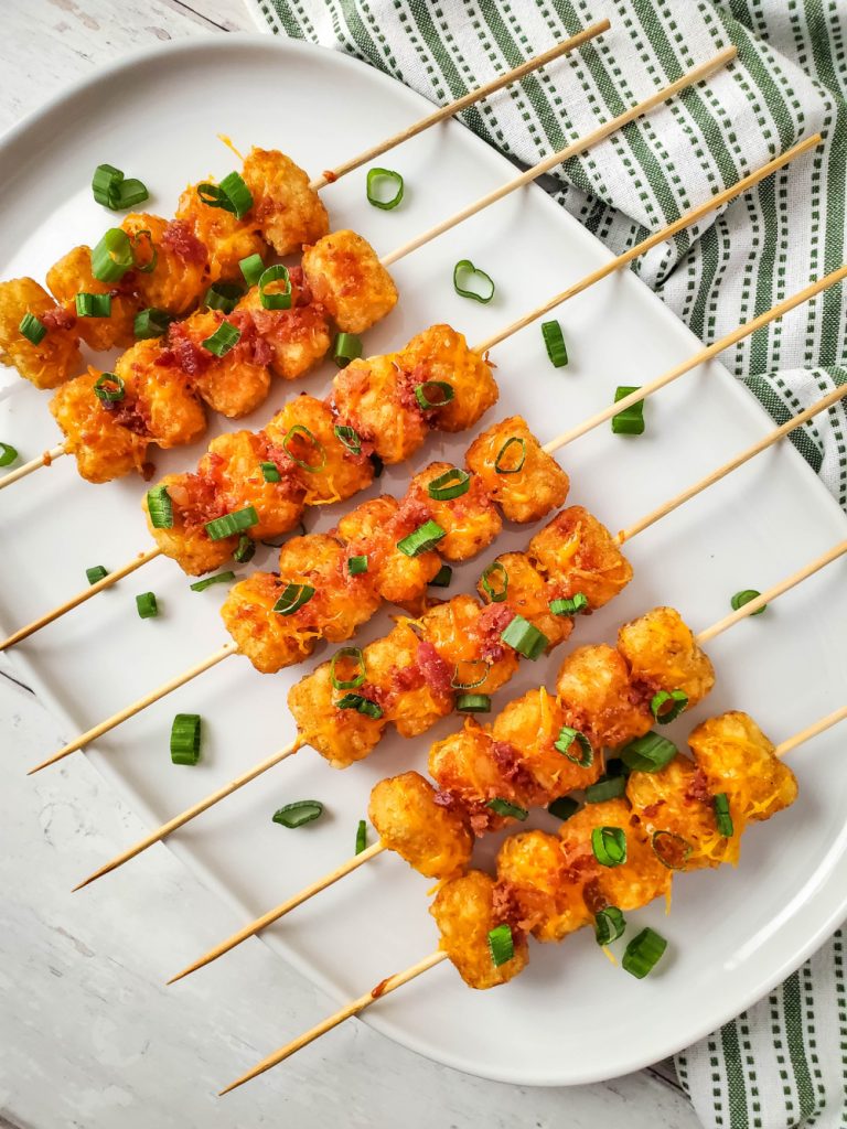 Loaded Tater Tot Skewers