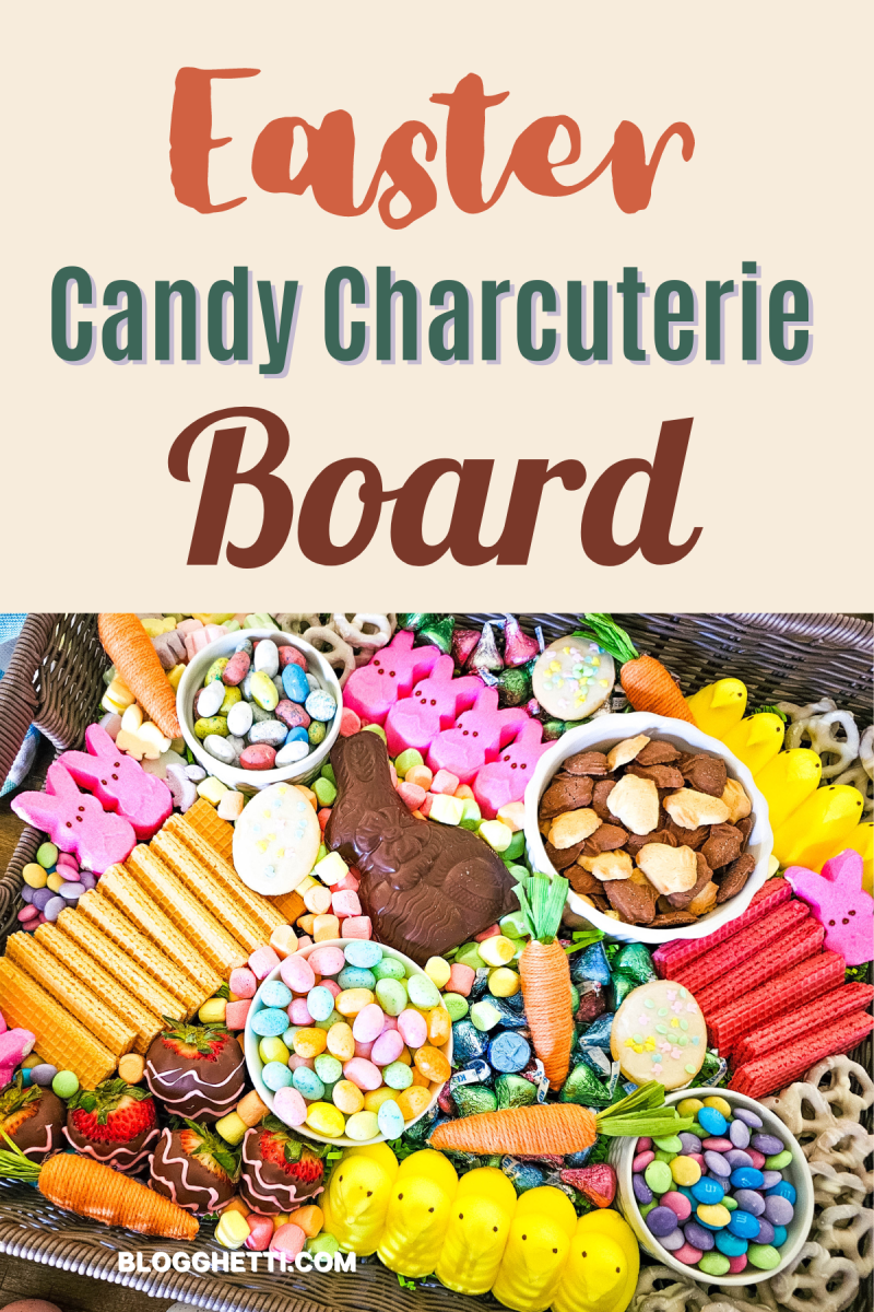 Easter Candy Charcuterie Board image with text