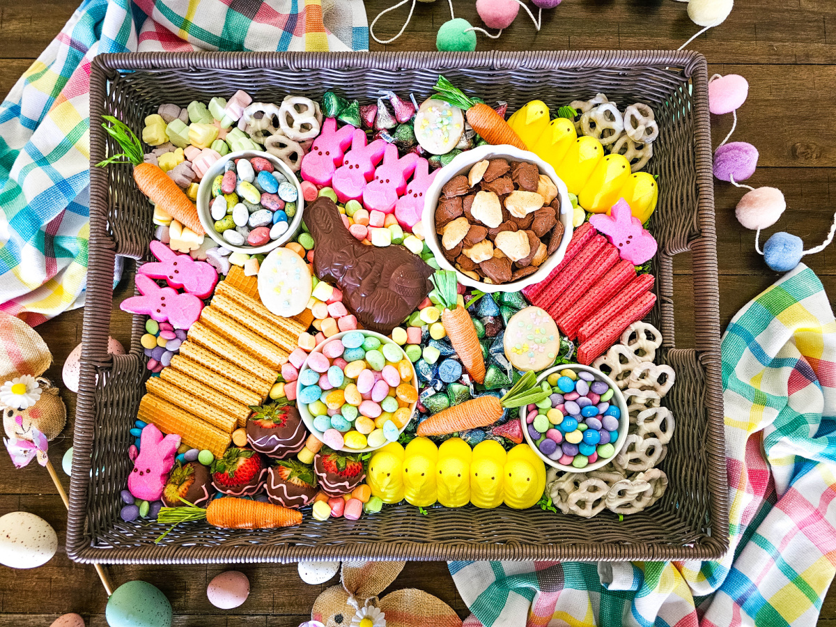 close up of Easter Candy Charcuterie Board