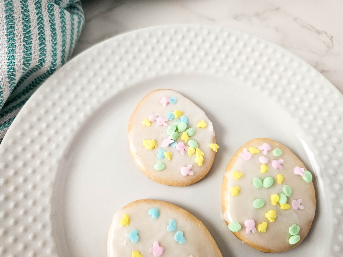 close up of easter egg cookies