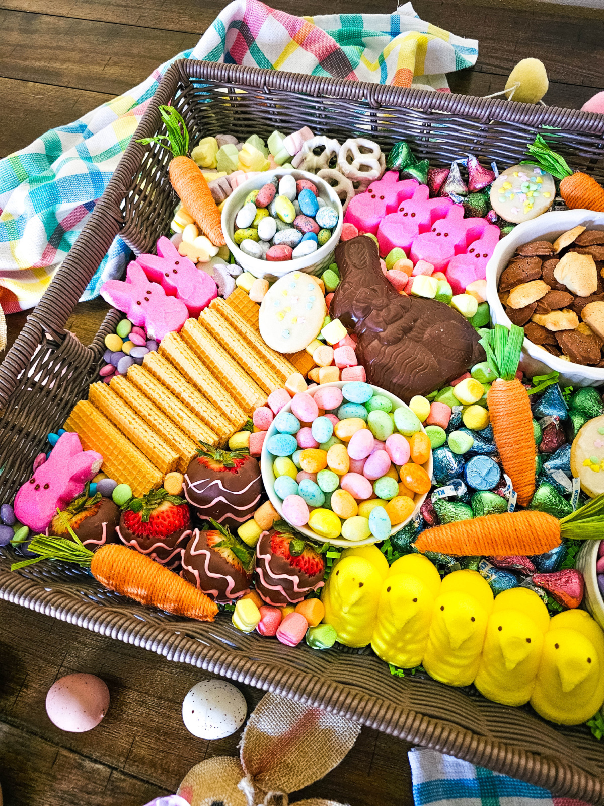 left side of the Easter candy charcuterie board