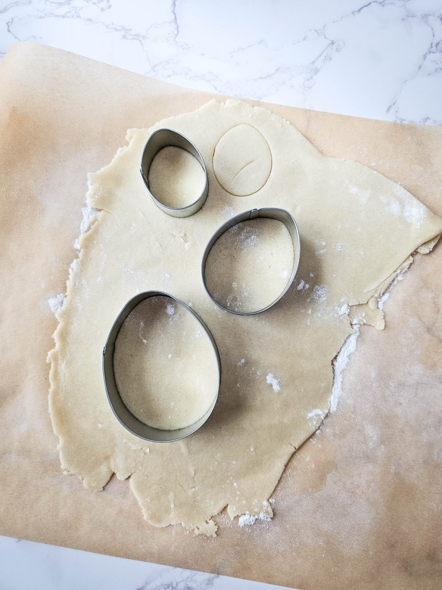 roll dough out and cut of cookies