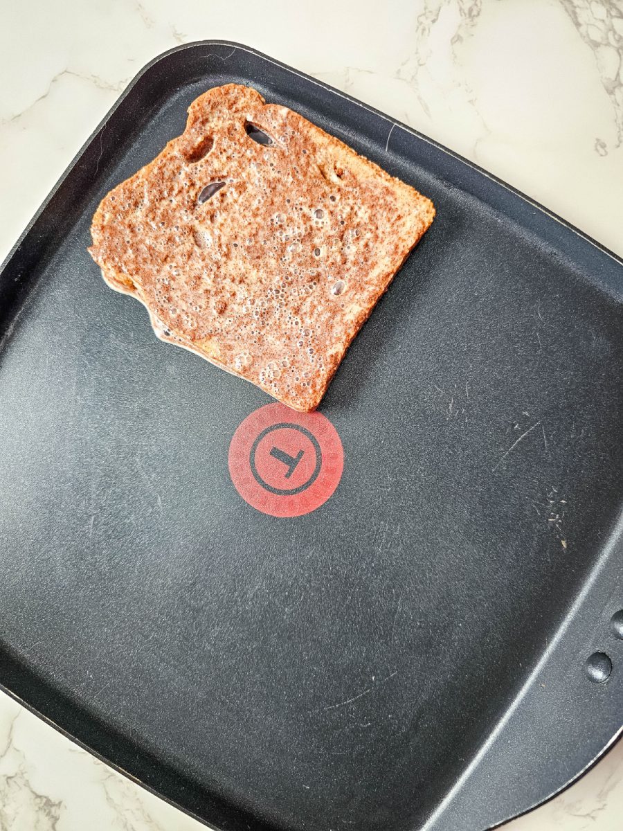 place slices of bread on griddle