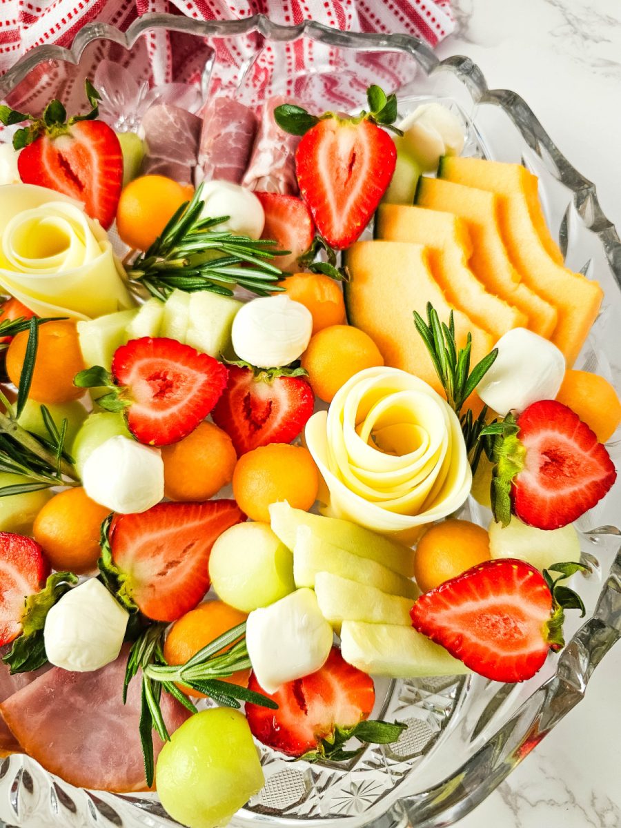 right side of fruit and cheese tray