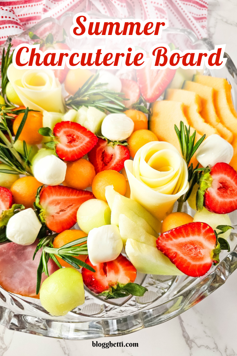 summer charcuterie board image with text overlay