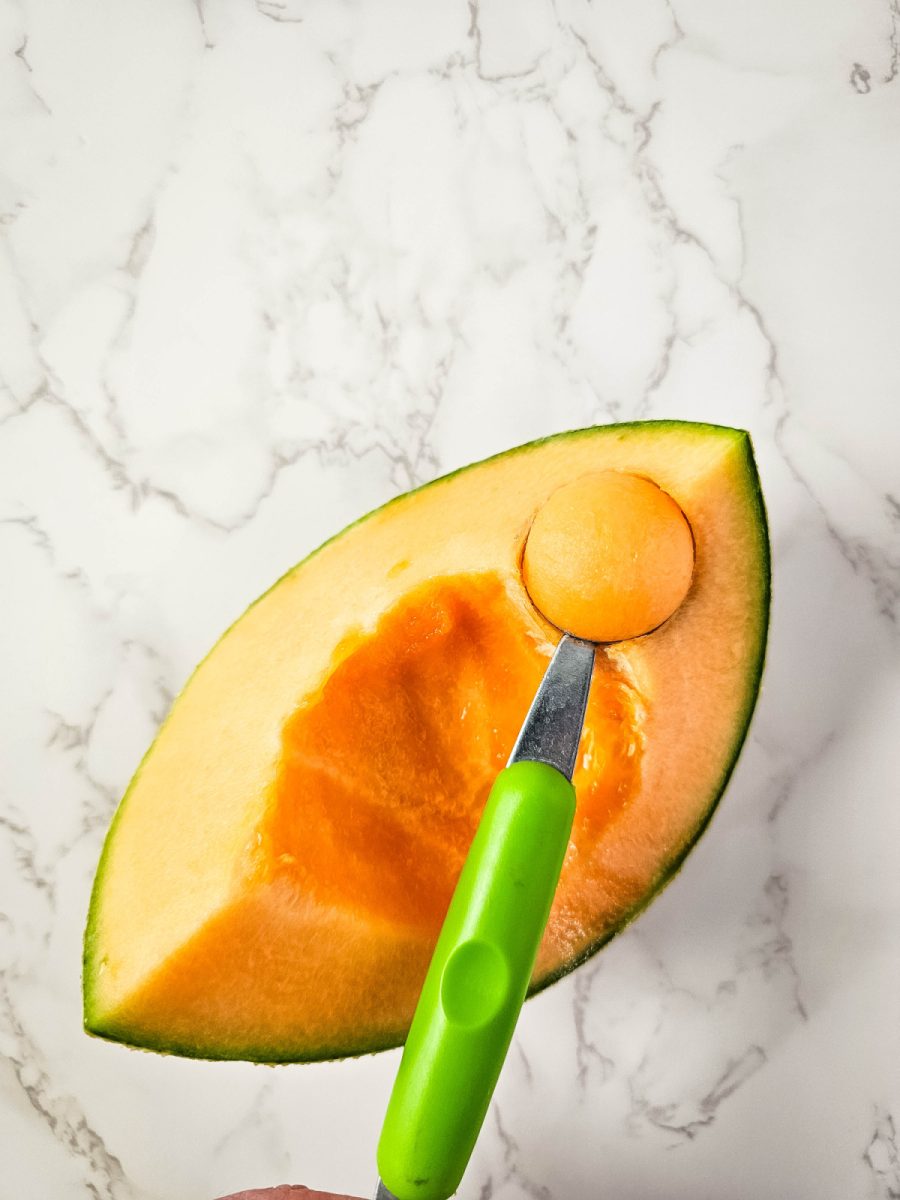 use melon baller on canteloupe and honeydew