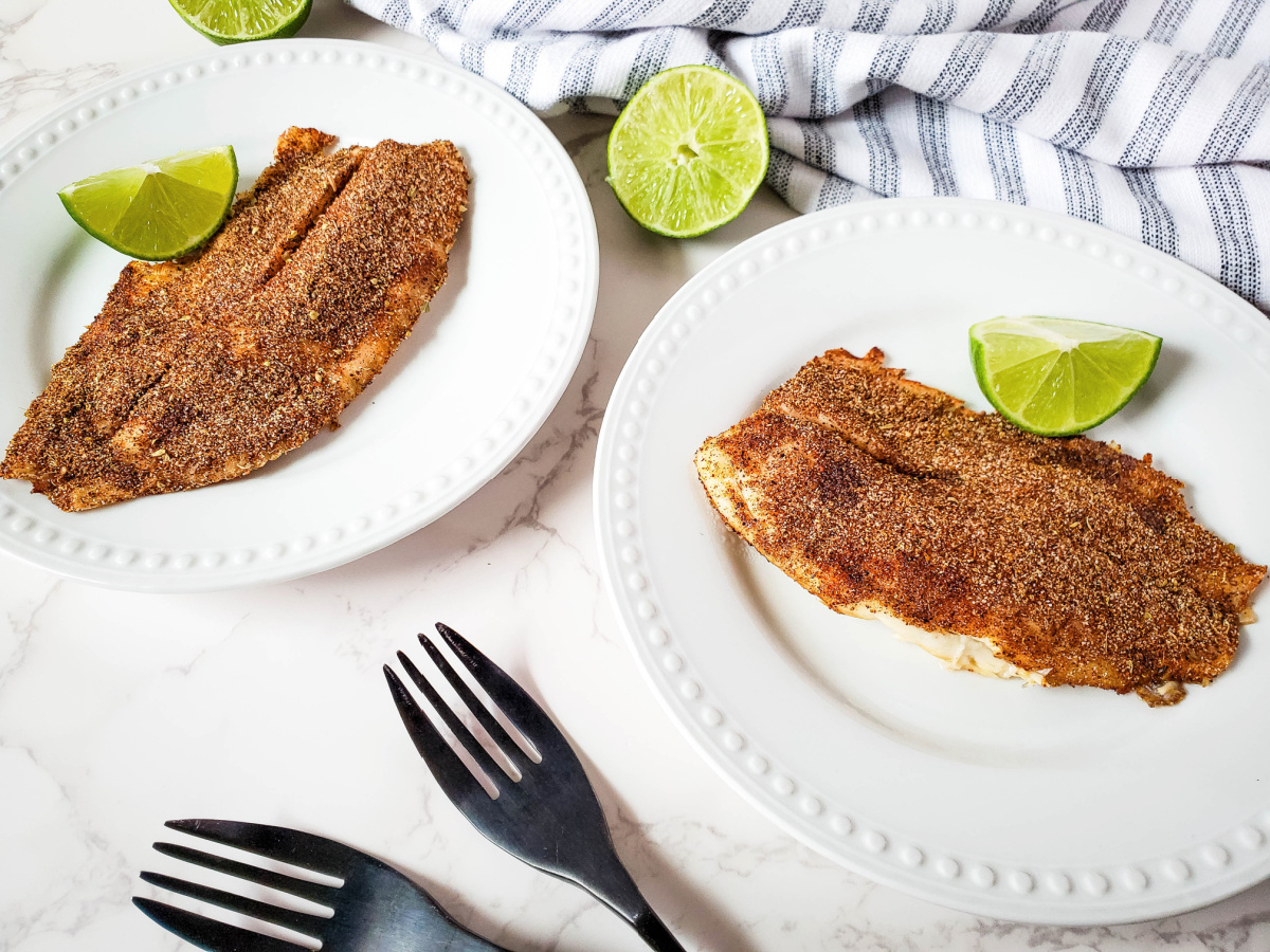 air fried fish coated with chili seasonings