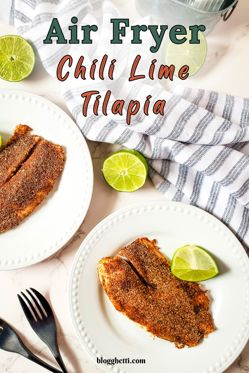 air fryer chili lime tilapia image with text