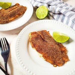 feature image of air fryer tilapia with chili lime seasoning