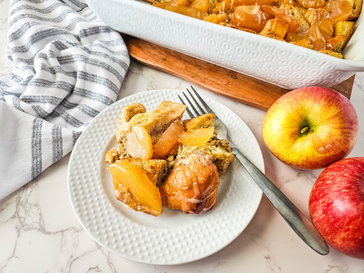 french toast casserole served with apples