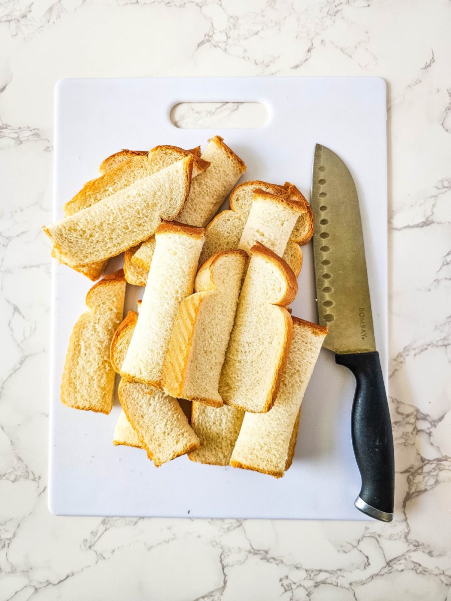 cut bread slices into strips