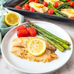 Lemon Pepper Tilapia Sheet Pan dinner