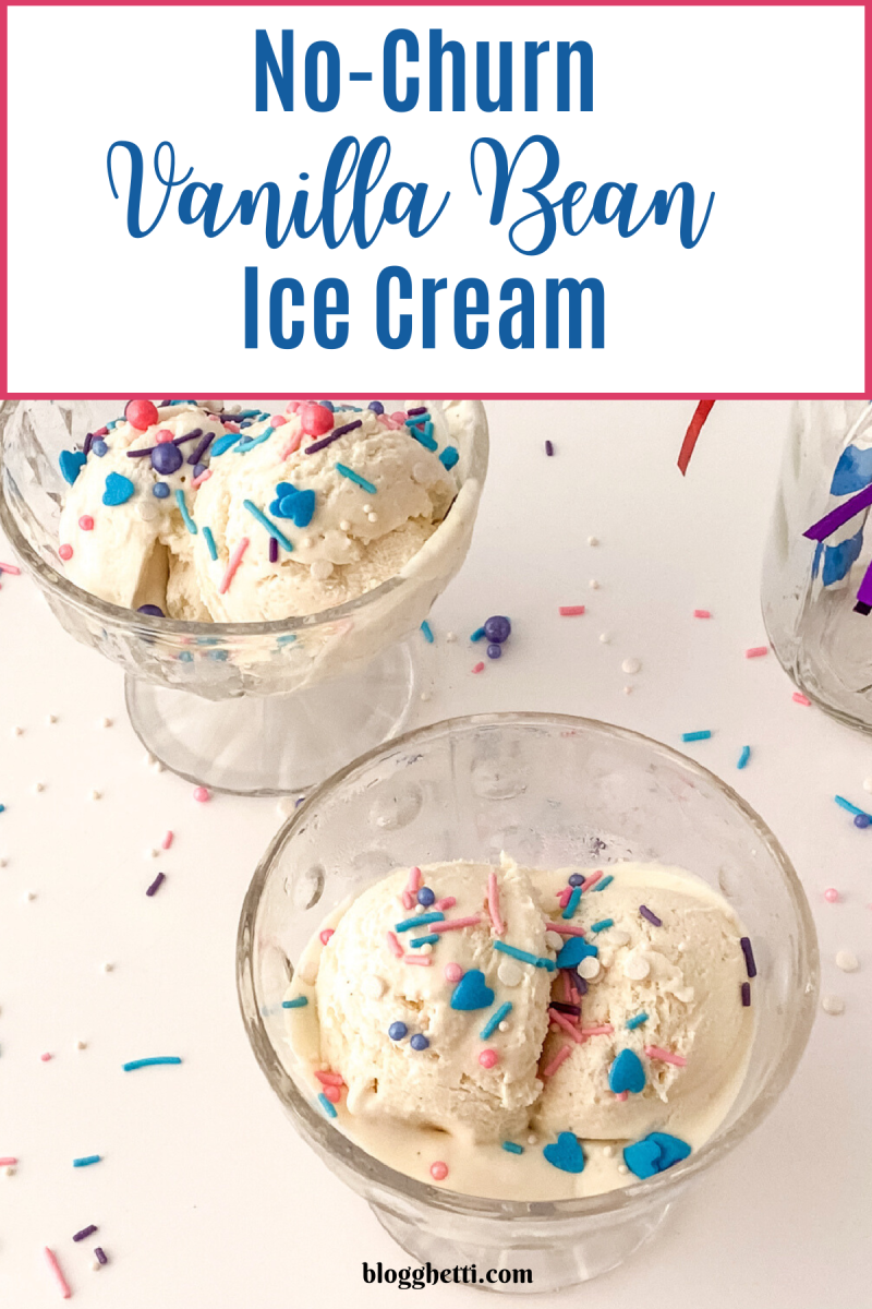 No Churn Vanilla Bean Ice Cream image with text