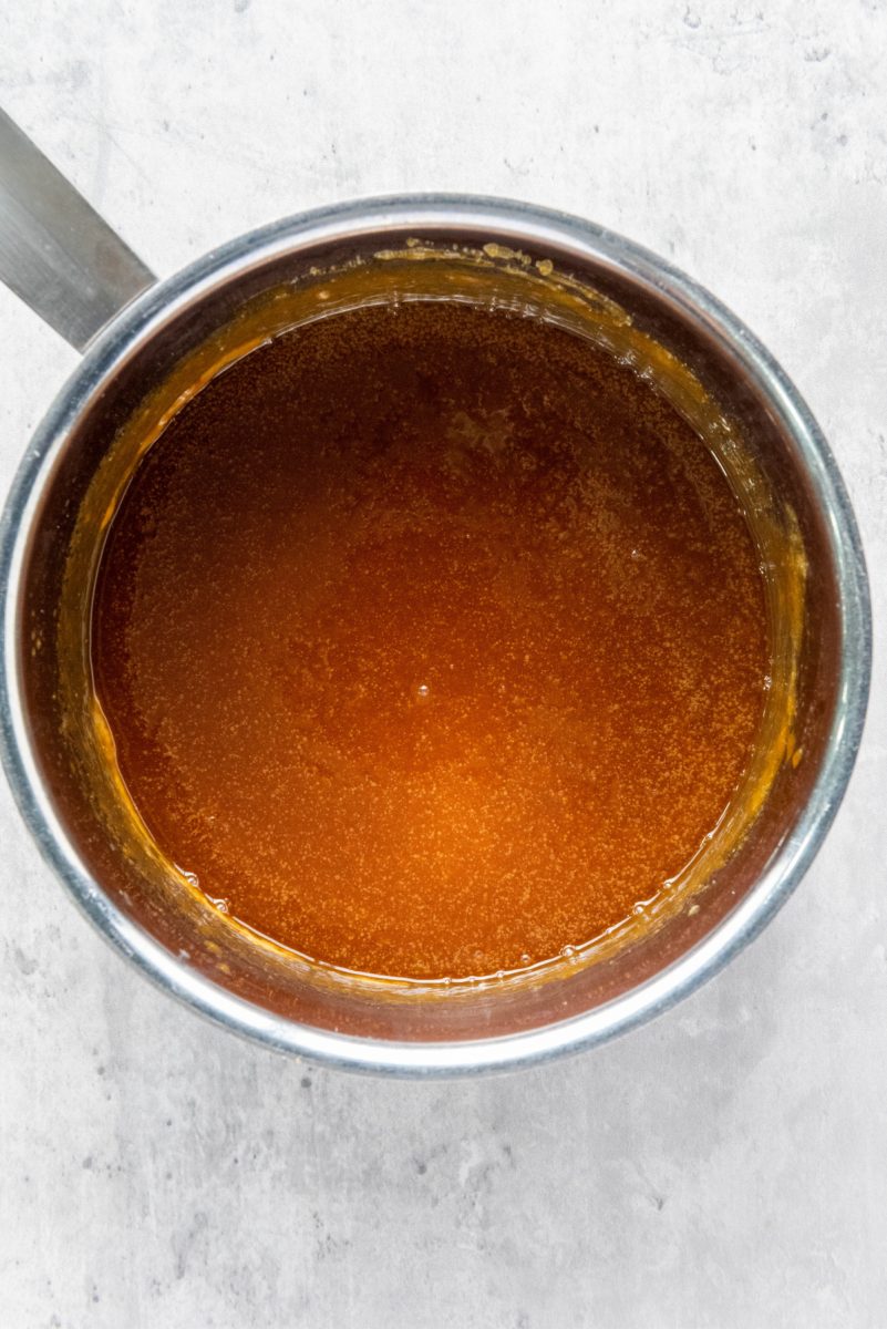 caramel sauce cooling in pan