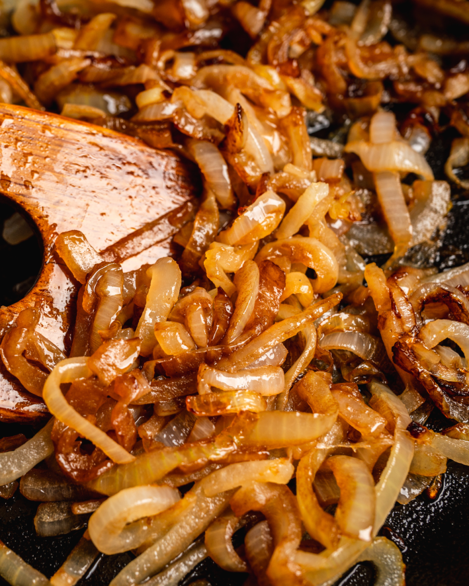 close up of caramelized onions