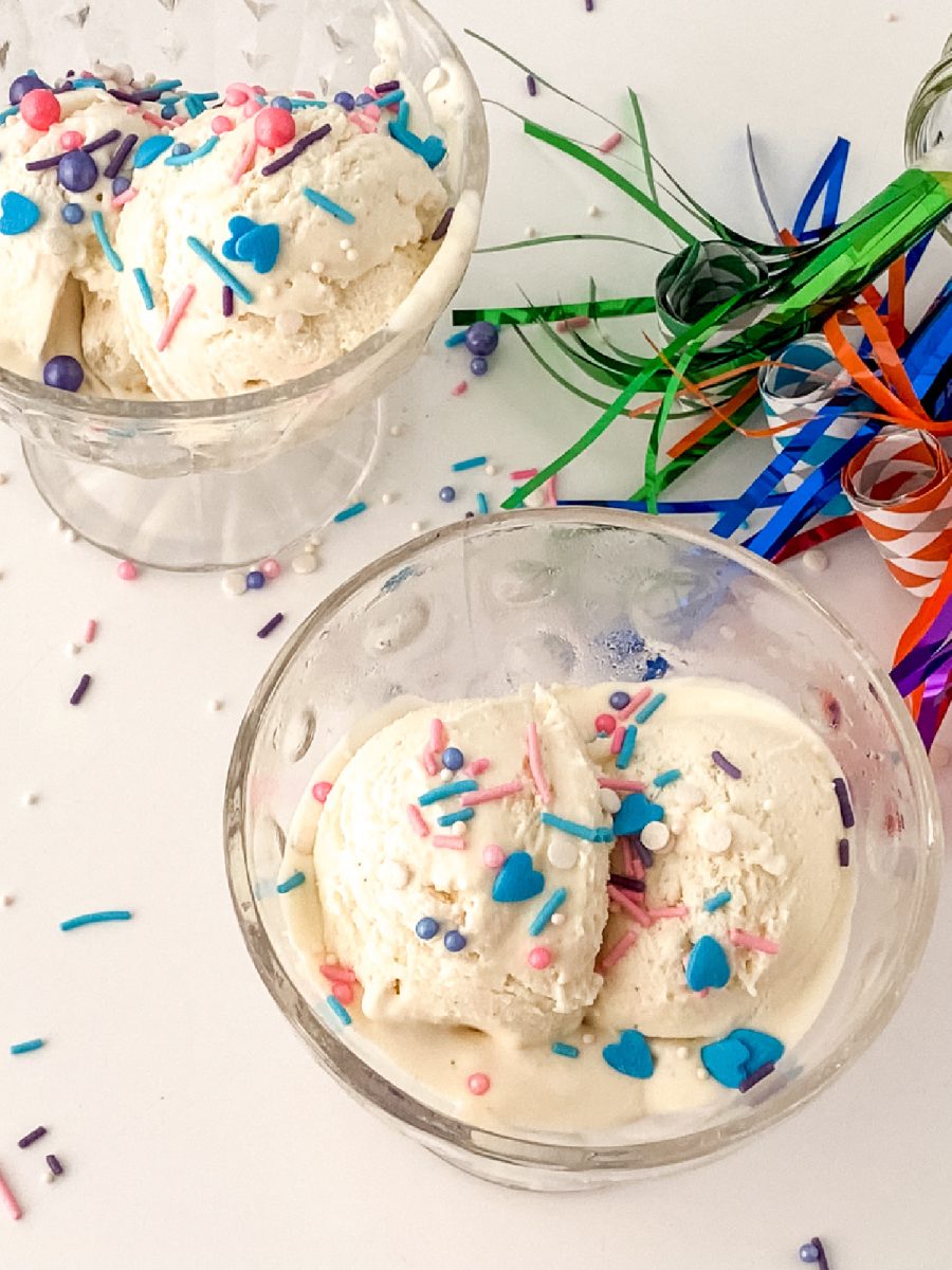 homemade vanilla ice cream closeup