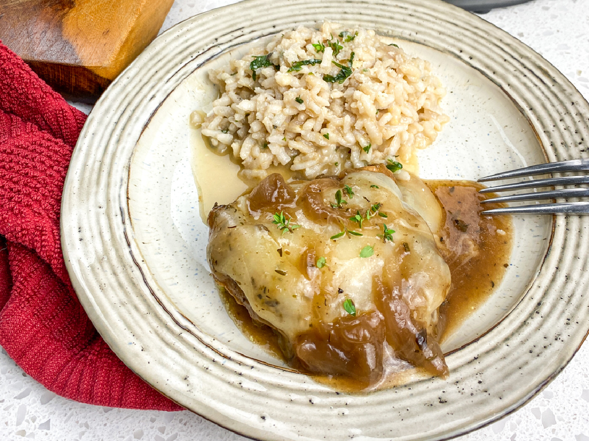 instant pot chicken dinner on white plate