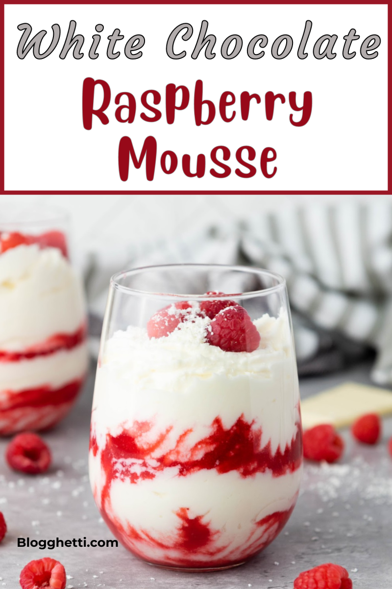 white chocolate raspberry mousse image with text