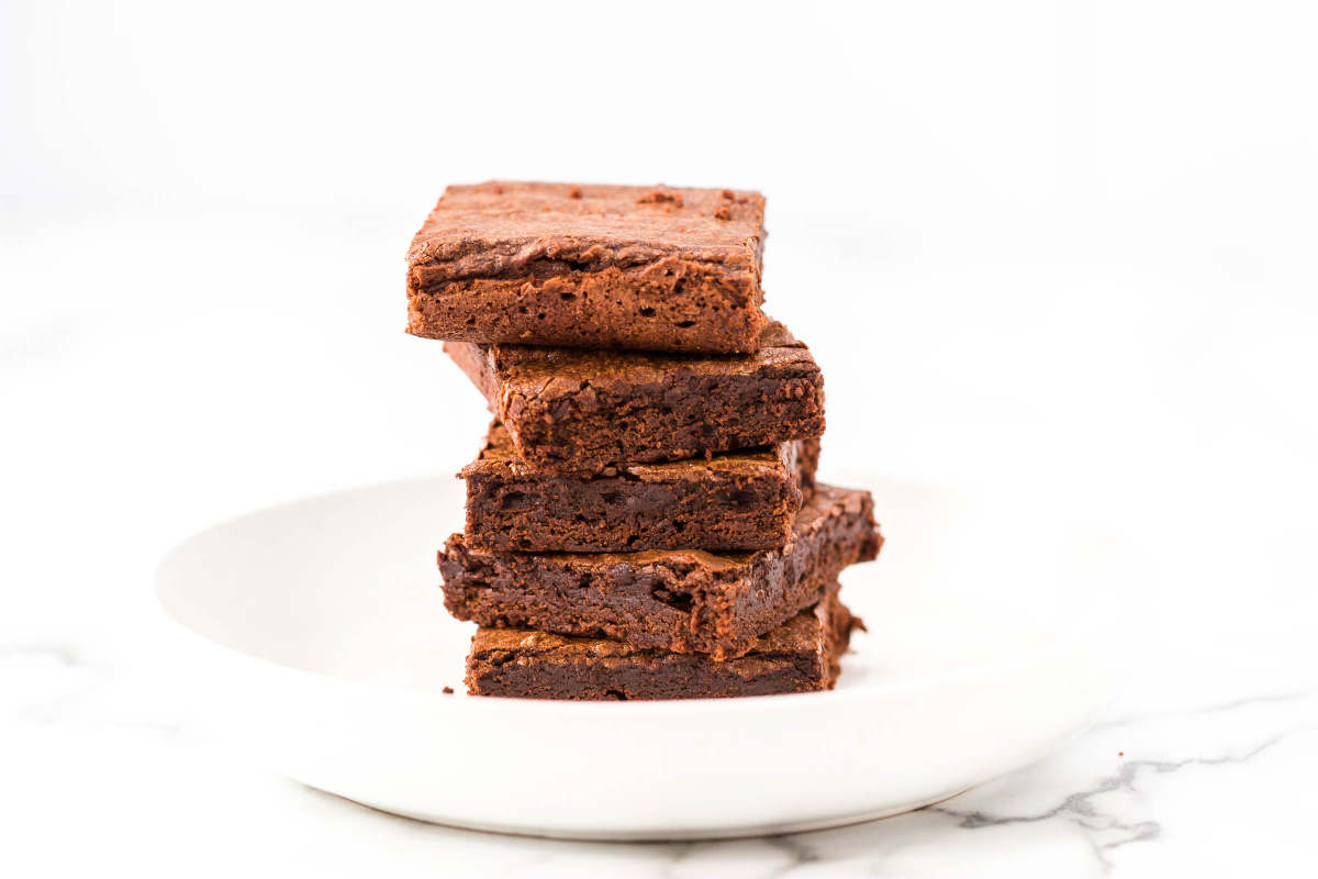 brownies stacked in bowl