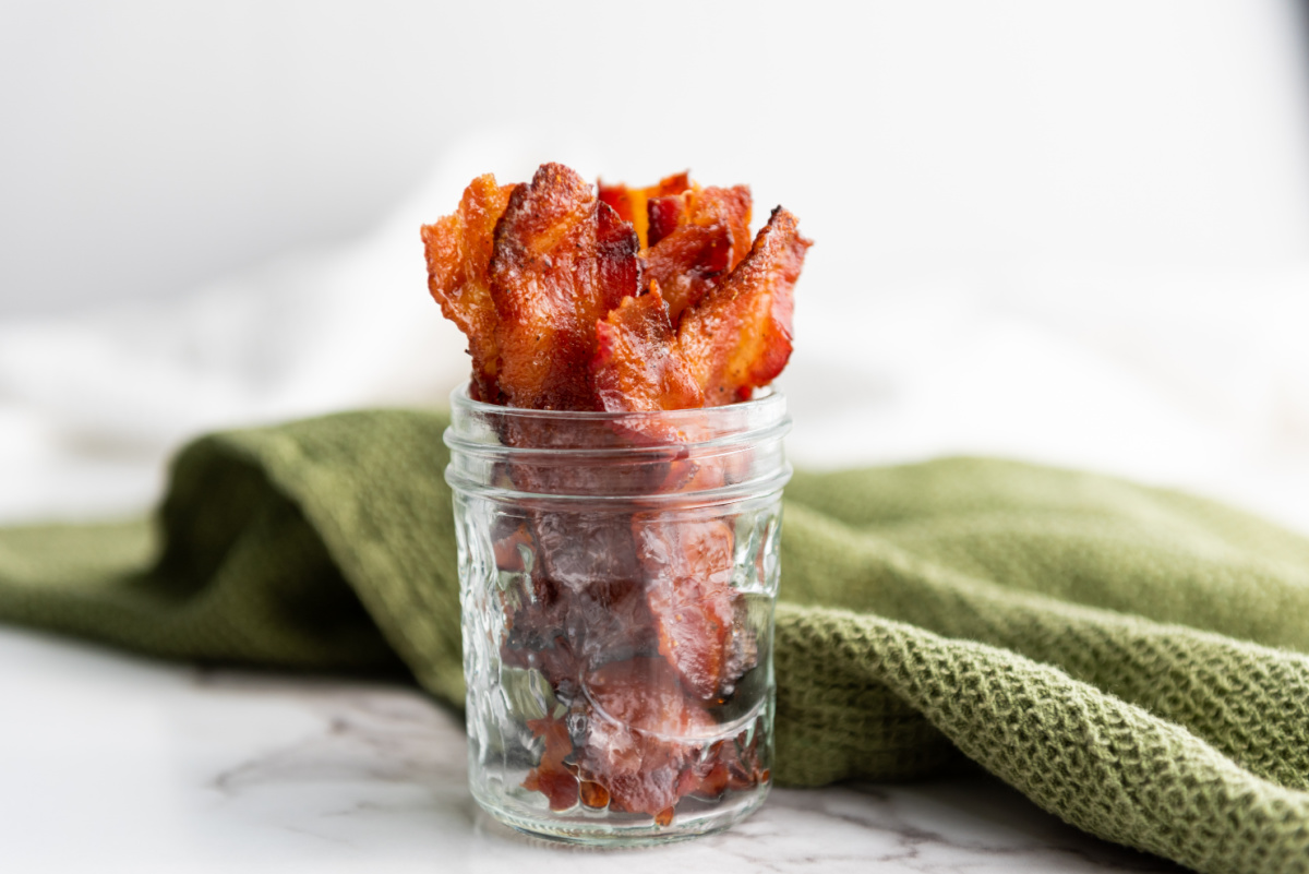 candied maple bacon in jar