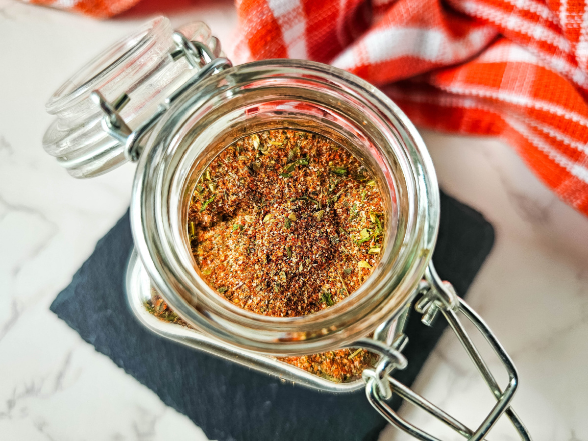 close up of creole spices in jar