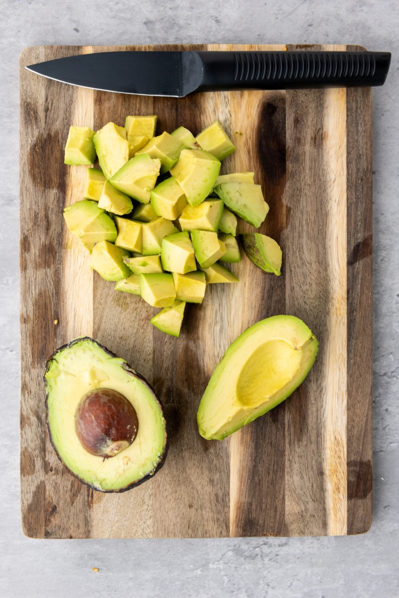 dicing an avocado