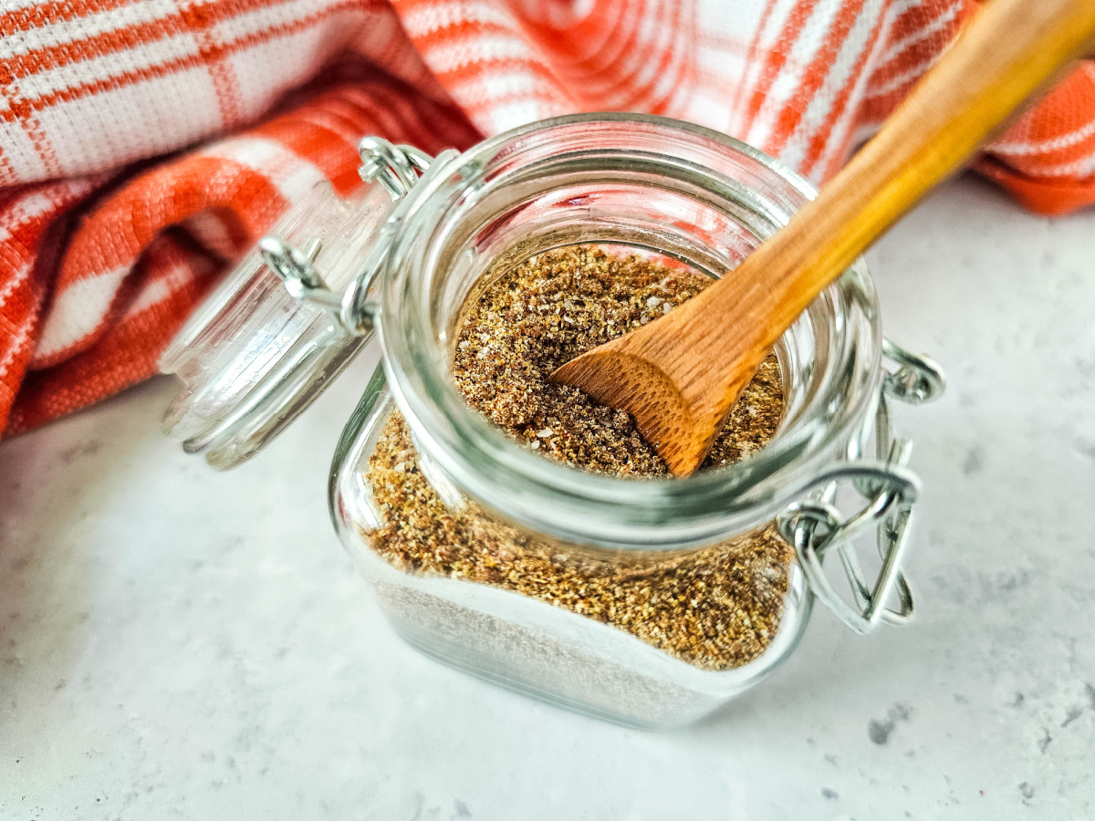 jar with homemade taco seasoning for beef