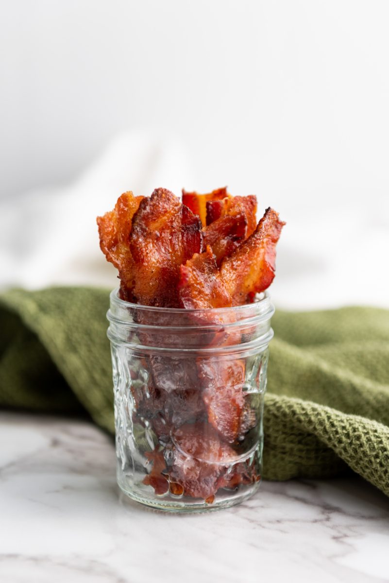 maple pepper bacon in mason jar