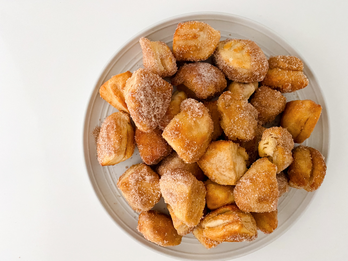 plate with cinnamon sugar bites