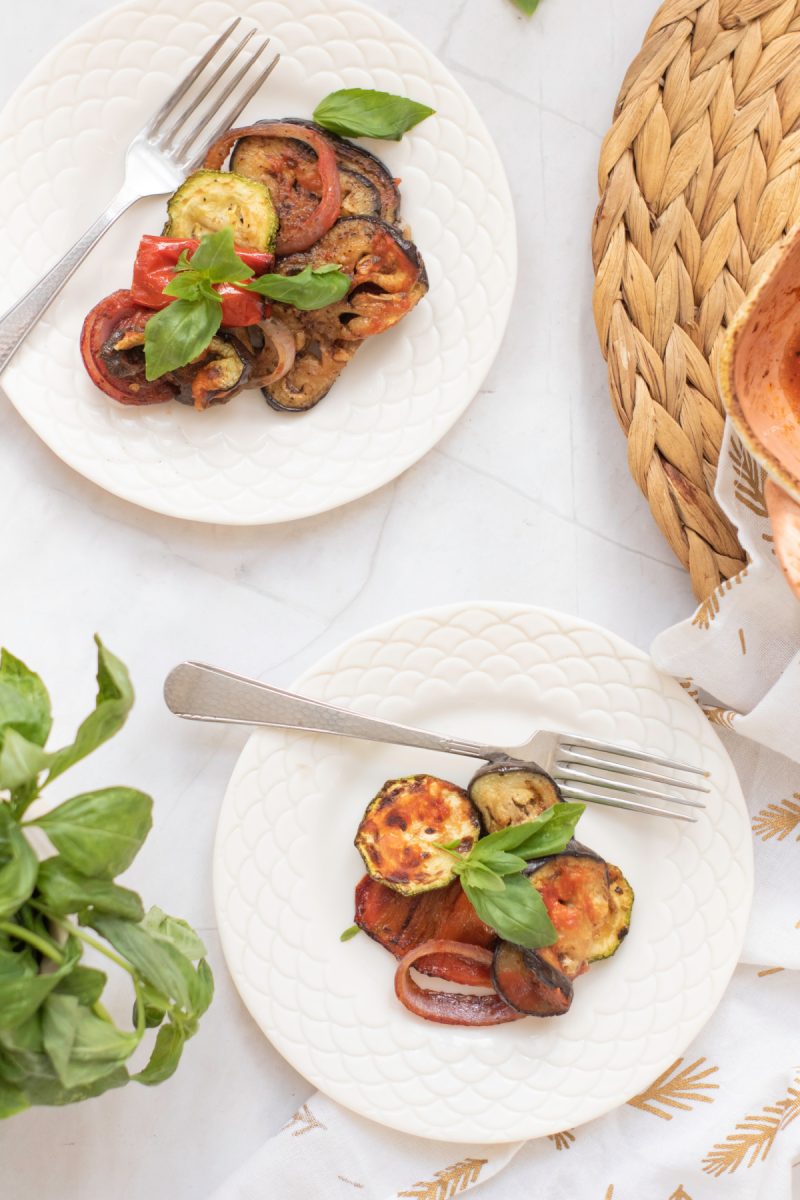 plates of ratatoulle casserole