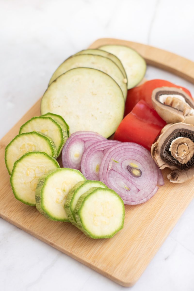 sliced vegetables for casserole