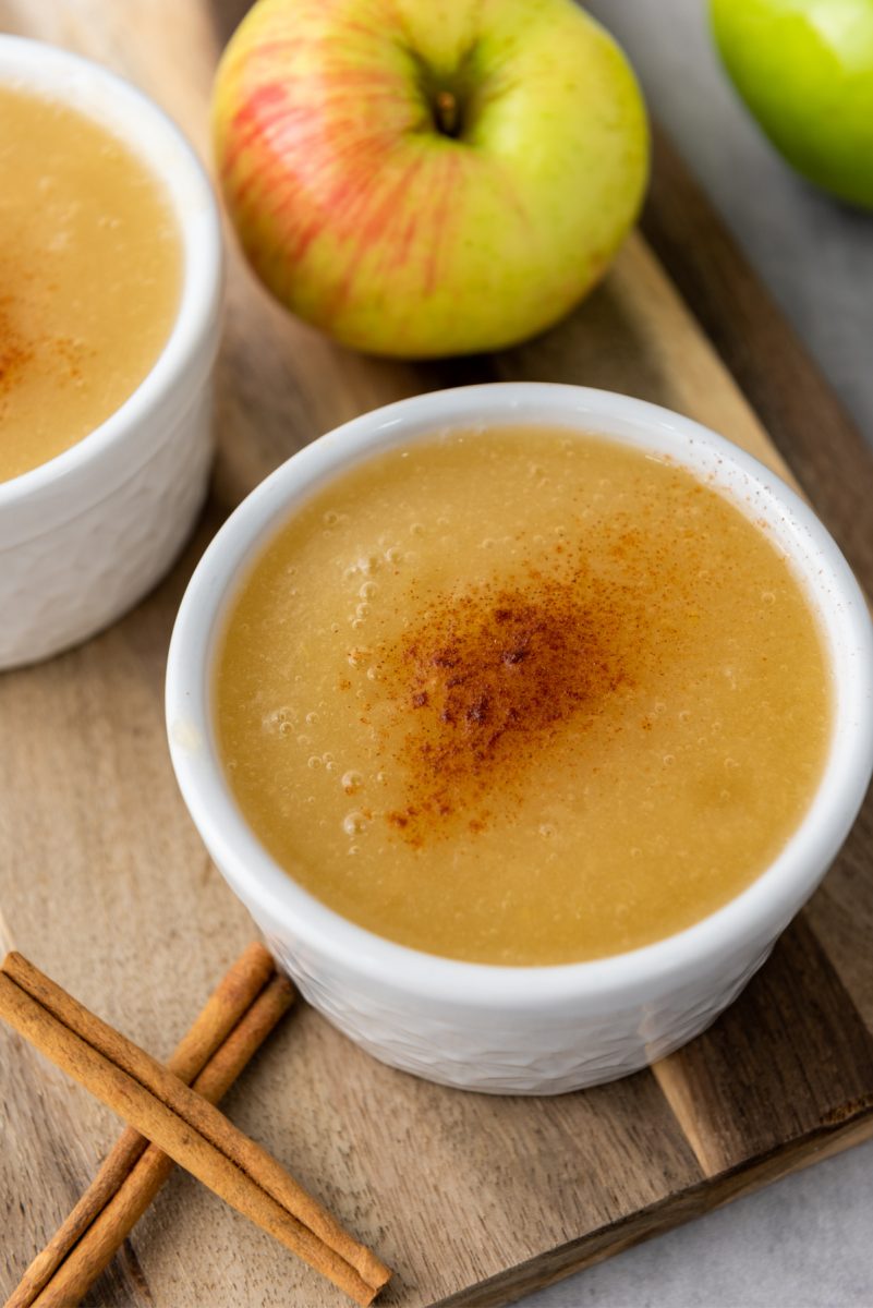  love that this applesauce is sweetened with just the apples and cinnamon! It lets their natural, delicious flavors really shine. If you want to add a little sugar, honey, or maple syrup, you can, but I don’t think it needs it!