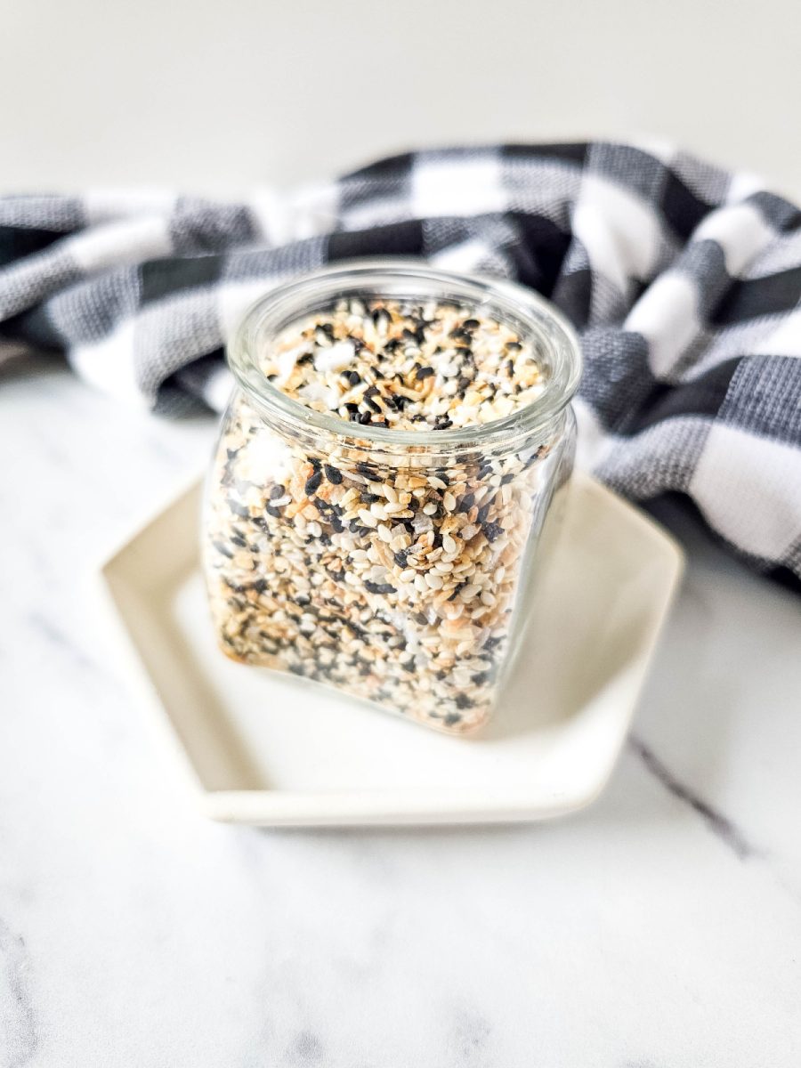 small jar with spice mix for bagels