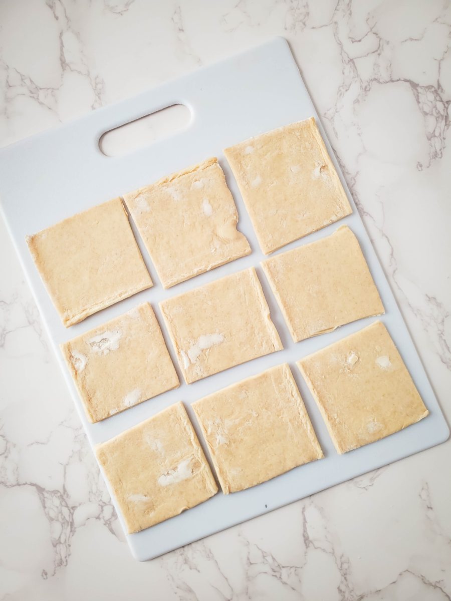 pastry puff dough cut into squares