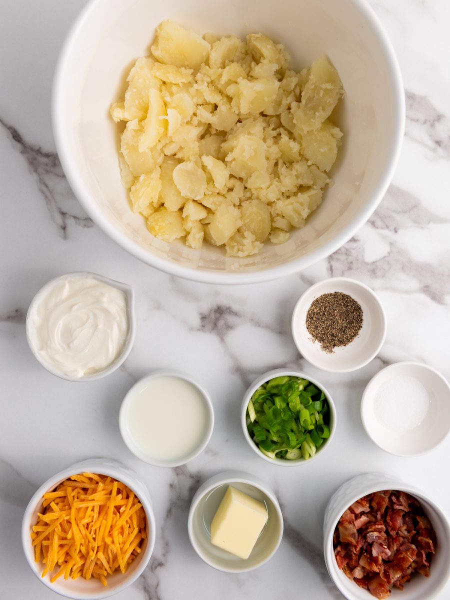 add rest of ingredients in the bowl with mashed potato