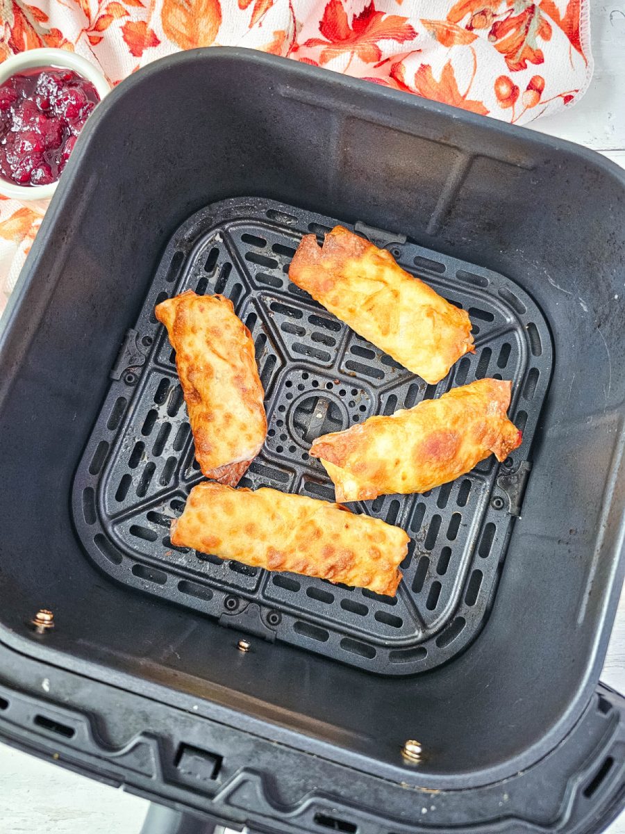 air fryer with leftover dinner eggrolls