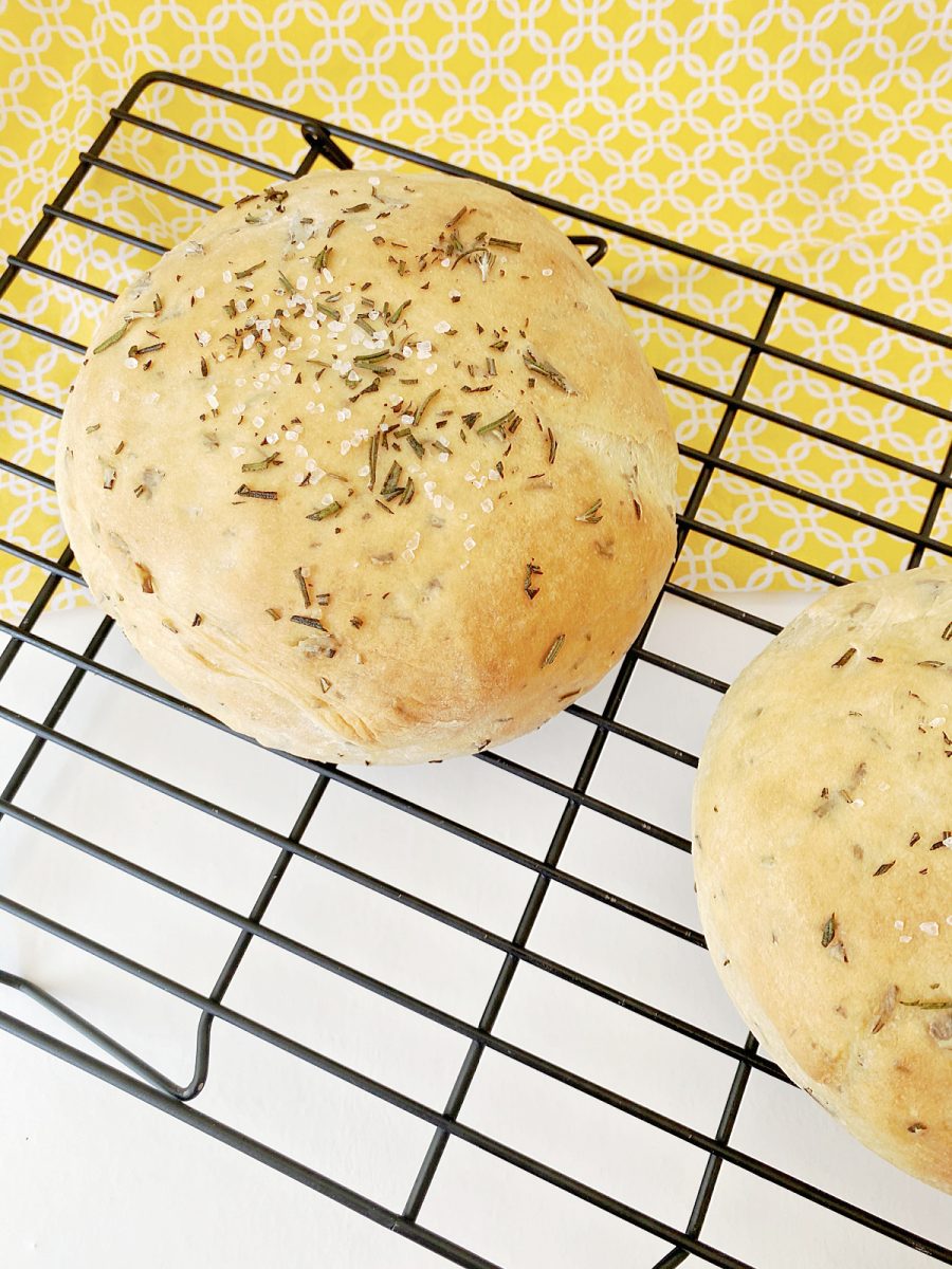 bread cooling on wire rack