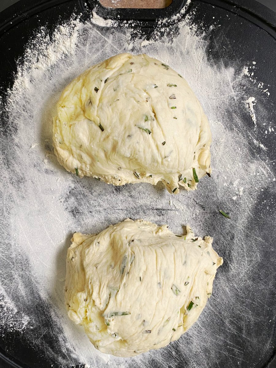 divide dough into two loaves