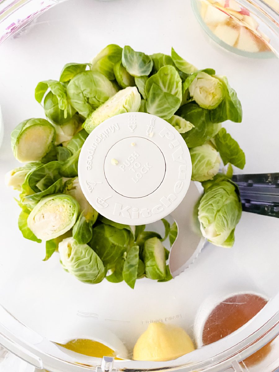 food processor with brussels sprouts