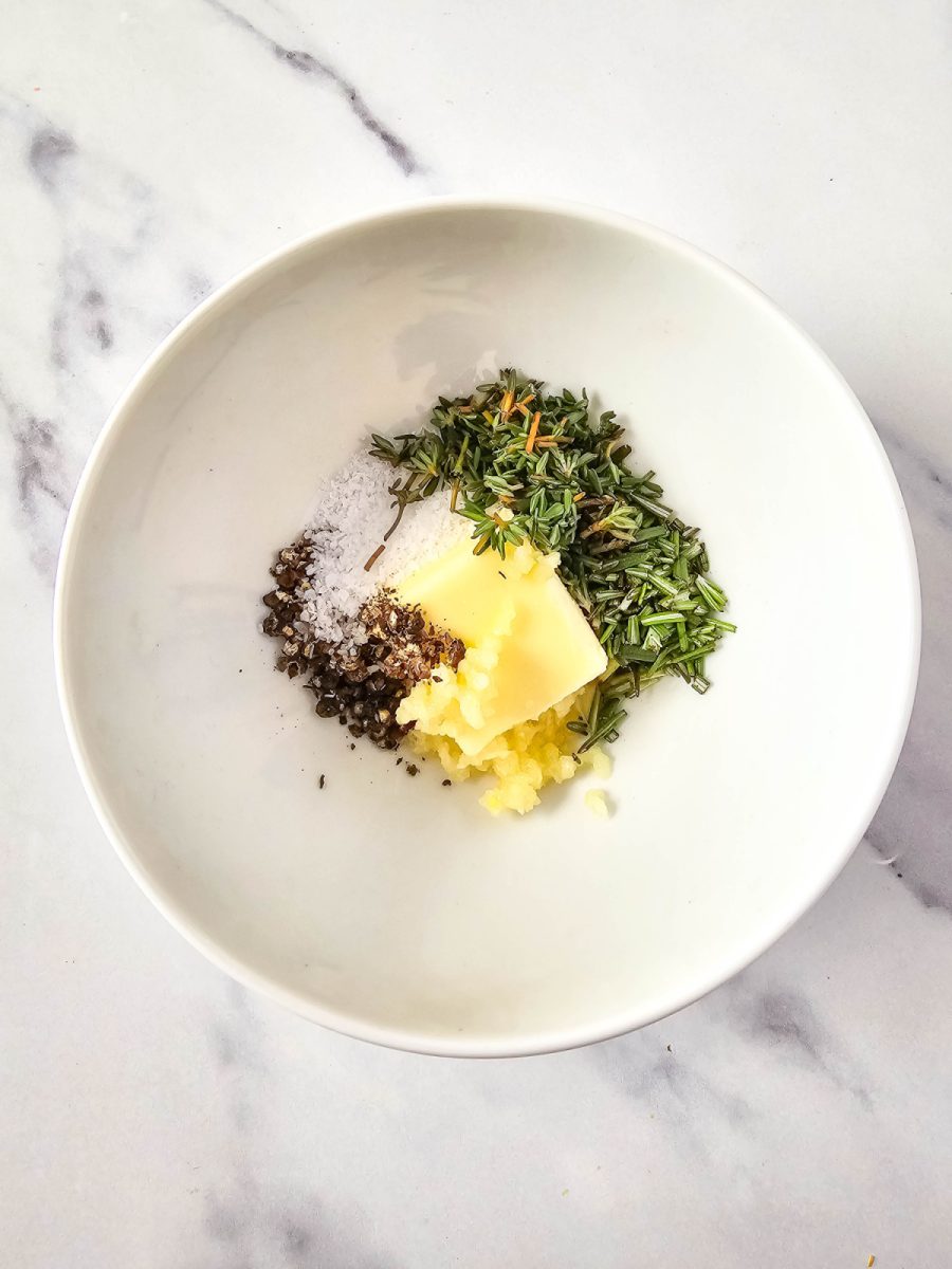 mix the ingredients for herb butter