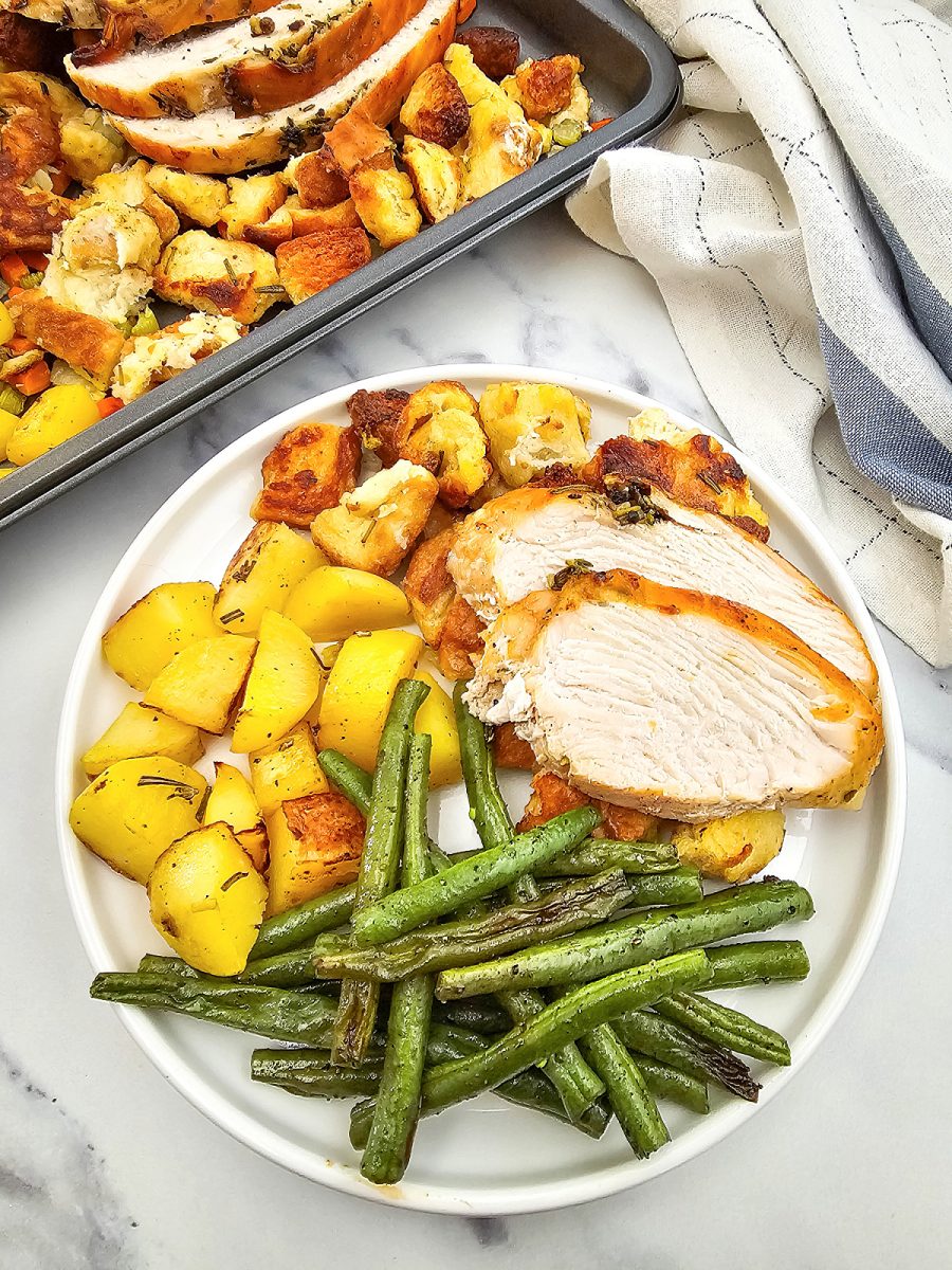 plated roasted turkey dinner