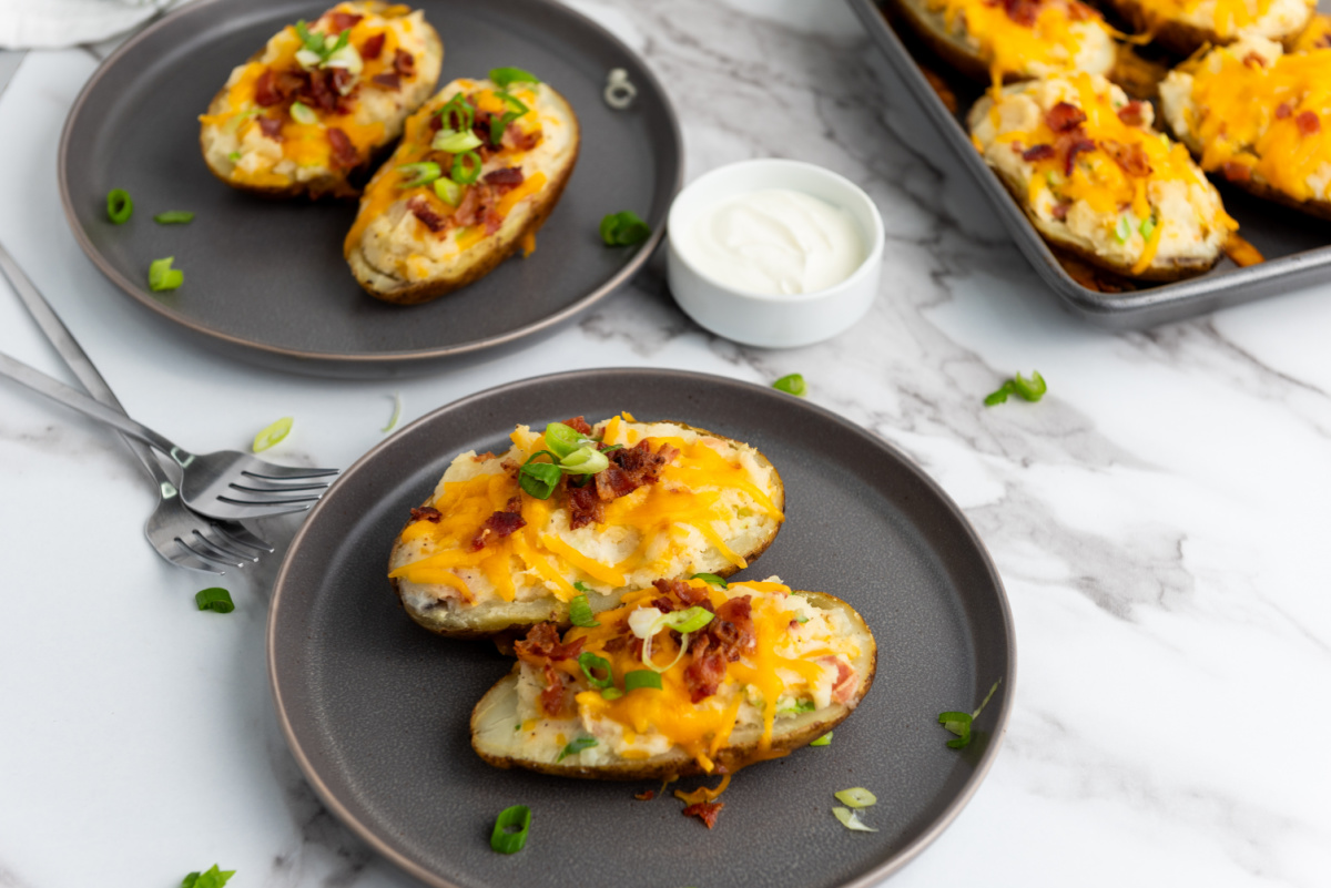 twice baked potatoes on plate