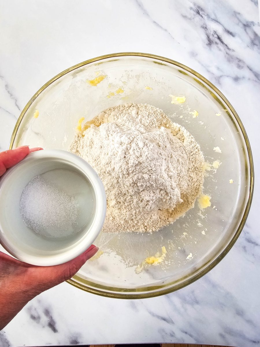 add dry ingredients to sugar mixture