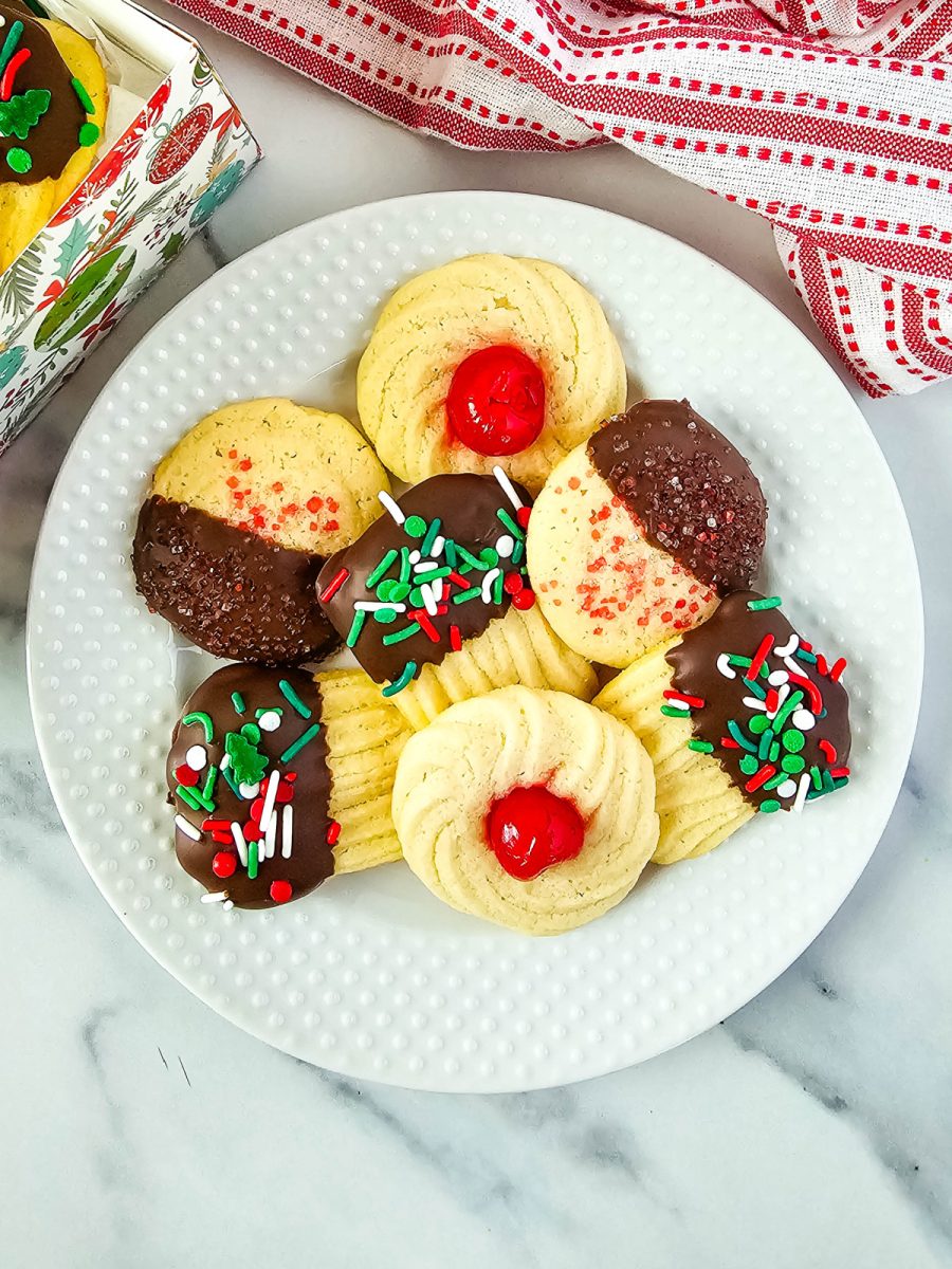 close up of butter christmas cookies